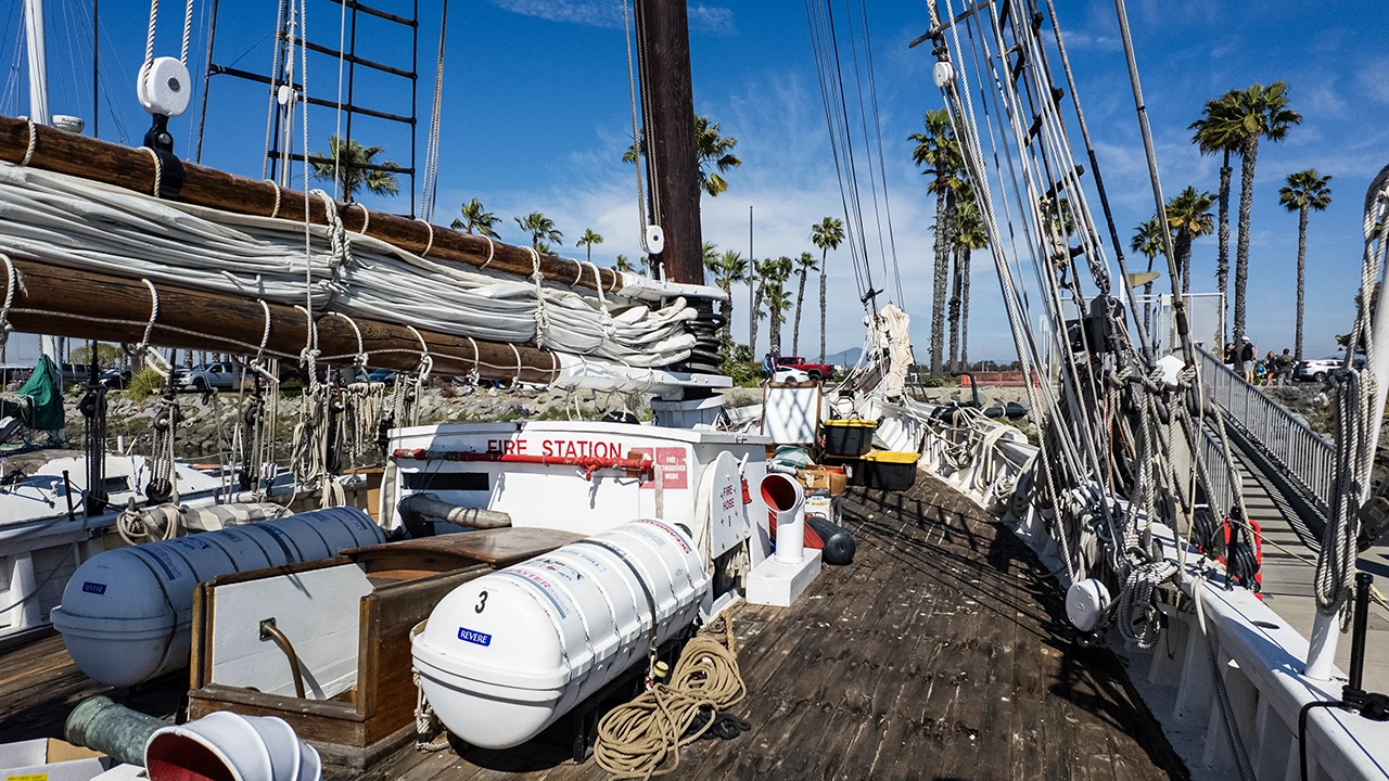 The top deck of the Bill of Rights tall ship