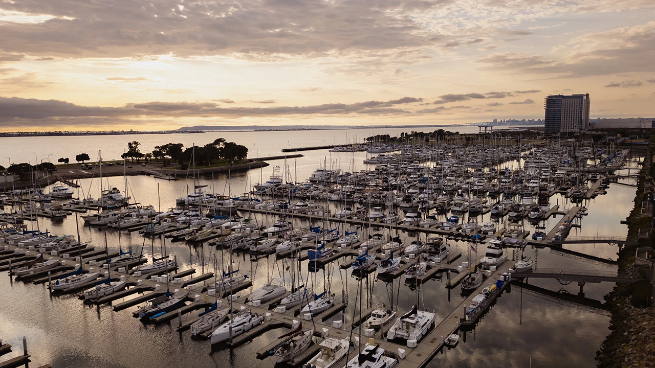 The Chula Vista Marina at sunset