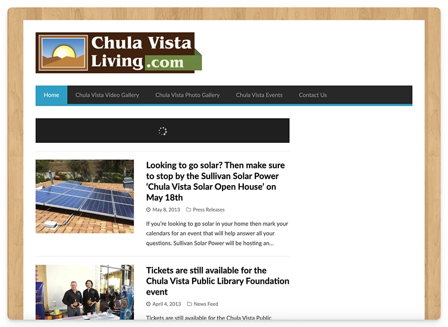 Chula Vista Living website in 2011 