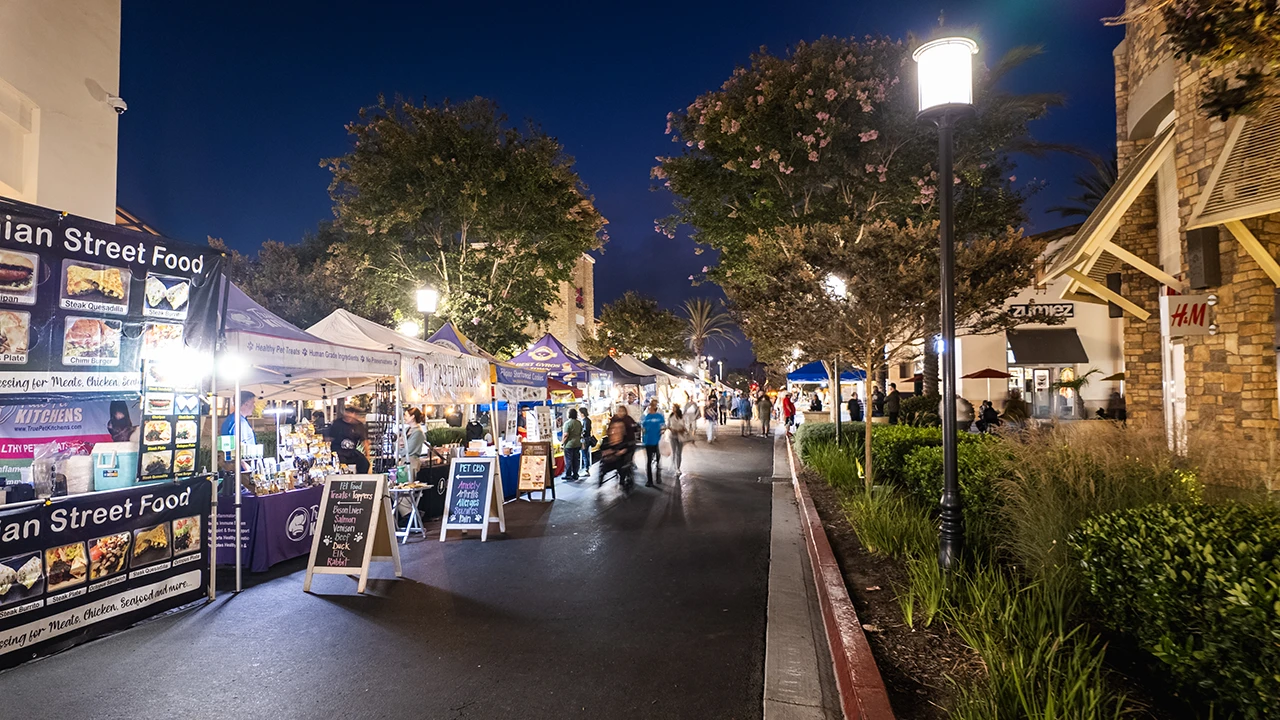 Otay Ranch Town Center Farmers Market at night